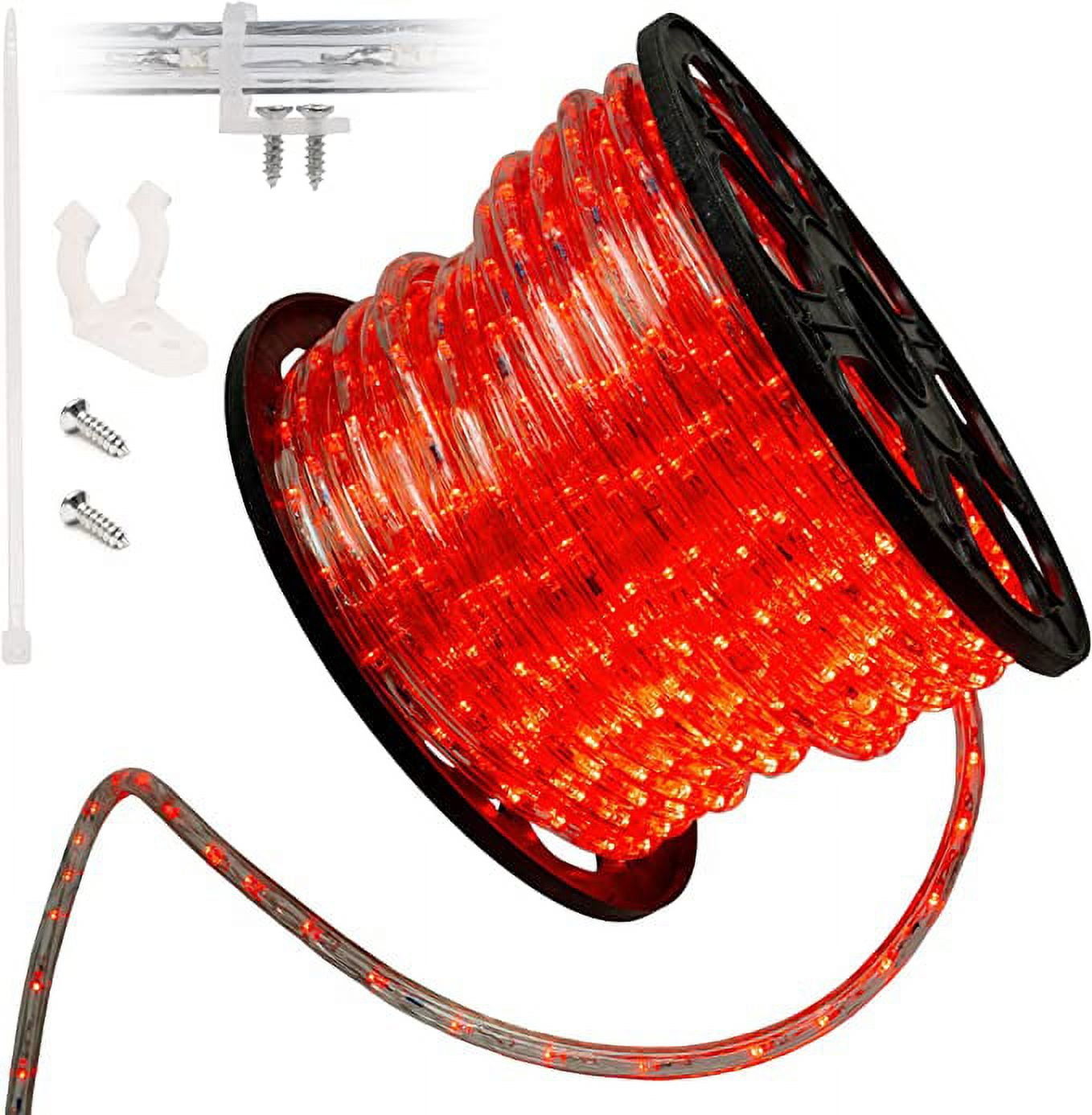 WYZworks 150 ft Extendable LED Rope Lights (Blue, Clear White, Green, Orange, Red, RGB, Warm White) - ETL Certified, Christmas Xmas Tree, Halloween Holiday Decoration Indoor/Outdoor Lighting - Red