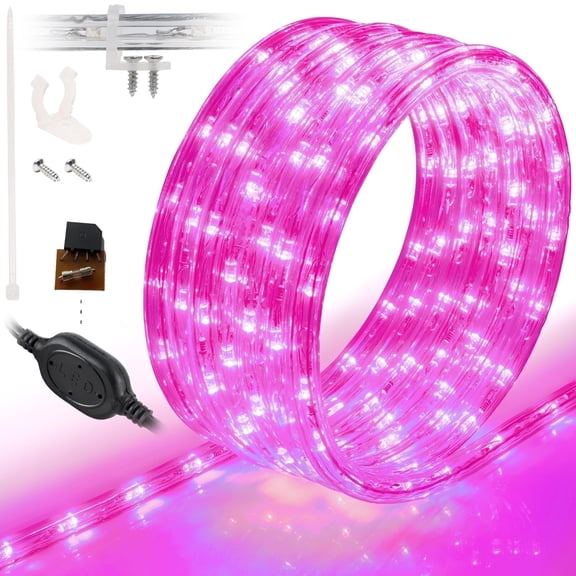 WYZworks 1656LEDs, 150ft Pink LED Outside Rope Lights, Outdoor ETL Certified Waterproof Permanent 360 Degree Light Emitting, Flexible Tube, Connectable, Christmas Palm Tree Exterior Landscape