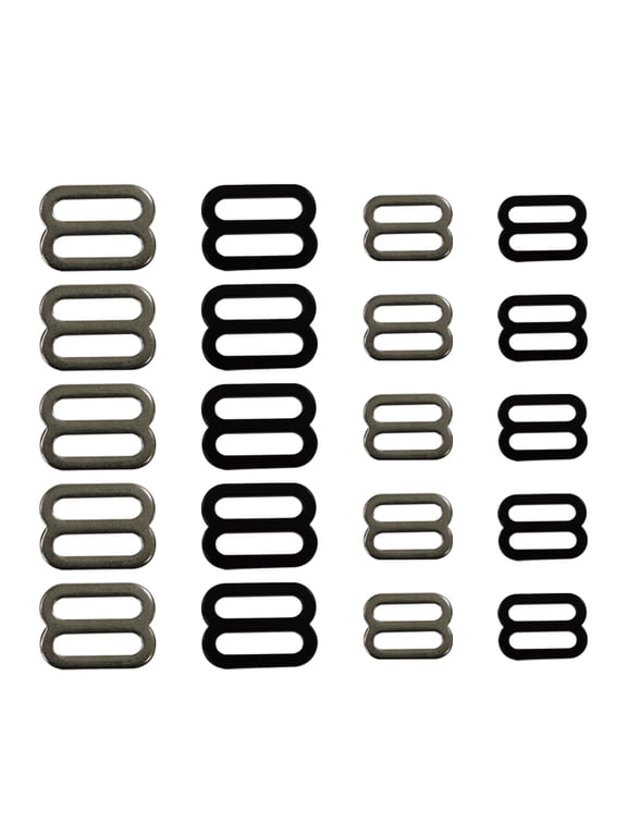 – 20 Pieces 1" & 3/4" Tri-Glide Slide Buckle Belt Adjusters - Black Matte & Bright Iron - Bags Backpack, DIY Accessories, Leathercraft Strap, Hardware Clasp
