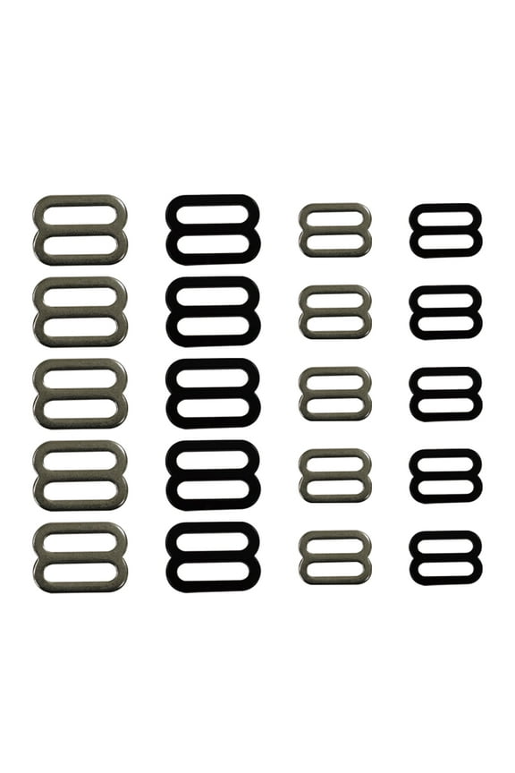 – 20 Pieces 1" & 3/4" Tri-Glide Slide Buckle Belt Adjusters - Black Matte & Bright Iron - Bags Backpack, DIY Accessories, Leathercraft Strap, Hardware Clasp