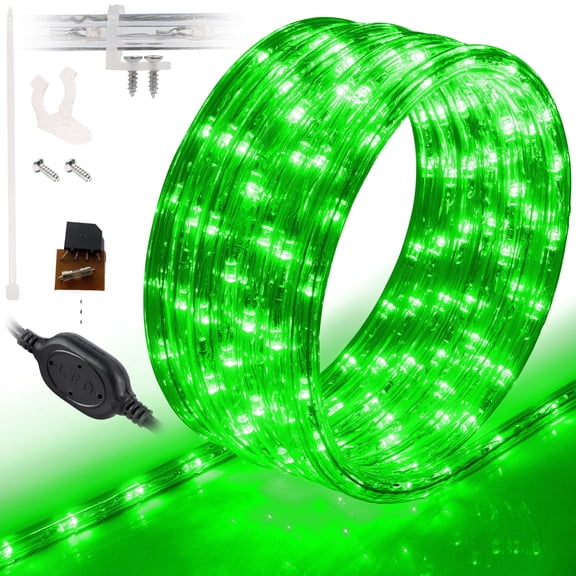 WYZworks 216LEDs, 20ft Green LED Rope Light, Connectable Outdoor Permanent Waterproof Accent Exterior Lighting, PVC Case, ETL Certified, for Holiday, Backyard Patio, Home Garden, Decorative