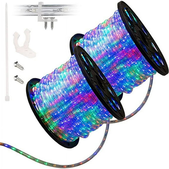 WYZworks 300ft LED Rope Lights, Permanent Outdoor Waterproof Connectable Flexible w/ Clear PVC Tube, ETL Certified, Festive Holiday Christmas Lighting Garden Accent Lounge Terrace Decor - Colorful
