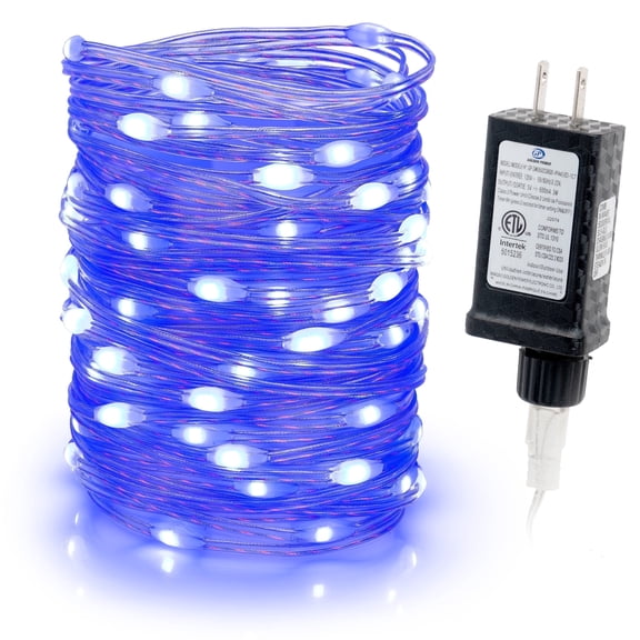 West Ivory Flexi LED Lights 33 feet 100 LEDs String Starry Ribbon Fairy Lights, 8 Modes w/6H Timer, Waterproof, Valentines, Christmas Xmas Tree, Holiday, Transparent Wire, Plug-in, Blue