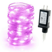 WYZworks 33 feet 100 LEDs String Starry Fairy Lights, 8 Modes w/6H Timer, Weather-Resistant, Transparent Wire, Plug-in, Pink