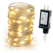 WYZworks Flexi LED Lights 33 feet 100 LEDs String Starry Ribbon Fairy Lights, 8 Modes w/6H Timer, Waterproof, Valentines, Christmas Xmas Tree, Holiday, Transparent Wire, Plug-in, Warm White