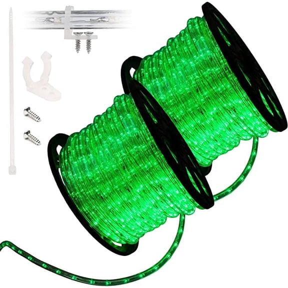WYZworks 3312LEDs, 300ft Green LED Rope Light, Connectable Outdoor Permanent Waterproof Accent Exterior Lighting, PVC Case, ETL Certified, for Holiday, Backyard Patio, Home Garden, Decorative
