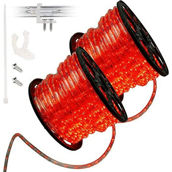 WYZworks 3312LEDs, 300ft LED Rope Light, Connectable Waterproof Permanent Outdoor Clear PVC Tube, ETL Certified, Christmas Trees Holiday Decorative Landscape Backyard Patio Accent Lighting - Red