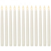 WYZworks 48 Pack, 11" LED Flameless Ivory Real Wax Taper Flickering Candles Lights, Battery Operated Candlesticks for Holiday Christmas Valentine Menorah Candelabra Home Wedding Window Decor