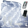 thumbnail image 1 of WYZworks 50ft Cool White LED Outside Rope Light - 8 Modes, Waterproof Permanent Outdoor Accent Lighting w/Remote, Flexible Clear Tube, ETL Certified, Exterior Christmas Patio Palm Tree Yard Ambient, 1 of 10