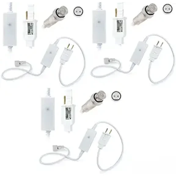 WYZworks 3/8" 2-Wire 110V Replacement 3.3ft LED Rope Light Power Cord Powers up to 300ft per Cord 8 Mode – 3 Pack