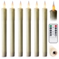 thumbnail image 1 of WYZworks 6 Pack, 10" LED Flameless Ivory Real Wax Drip Taper Pillar Candles w/Remote Control, On/Off Button, Dimmable, Flicker/Static Mode, Battery Operated, Holiday Christmas Menorah Wedding Decor, 1 of 9
