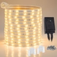 thumbnail image 1 of WYZworks 960LEDs 50ft Warm White 16-Mode Flat LED Outside Strip Lights, SMD 2835, Waterproof Permanent Heavy Duty Outdoor Exterior Accent Lighting, ETL Certified, Connectable Flexible Clear PVC Shell, 1 of 9