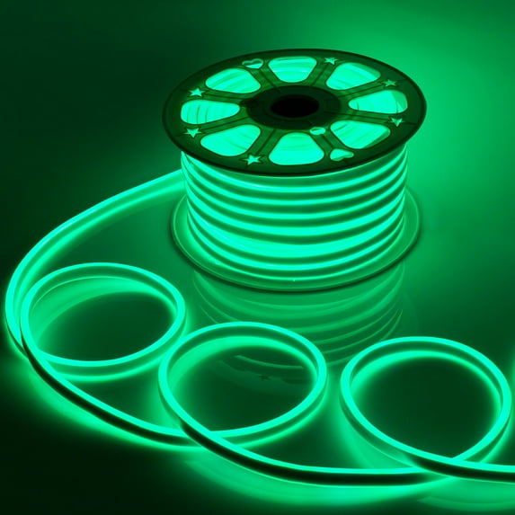 WYZworks Green Flexible Waterproof Soft Double Side LED Neon Rope Light Strip Bar 100FT