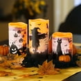 thumbnail image 1 of WYZworks Halloween LED Candles Set of 3 - Flickering Flameless Pillar Candles with Timer - Spooky Silhouette Designs - Battery Operated - 4", 5", 6" Heights for Halloween Decorations, 1 of 8