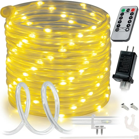 WYZworks,LED Rope Light , Waterproof Outdoor Accent Lighting with Remote, Flexible Clear Tube, ETL Certified, Garden, Patio, Backyard, Holiday Christmas, Tree, Ambient Decor