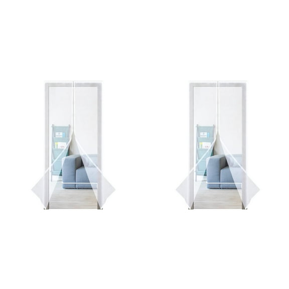 WYZworks Magnetic Hands-Free Mesh 83 x 39 inches - Heavy Duty Screen Door Curtain Mosquito Net for Home Door, Hands Free Magnetic Seal from Top to Bottom - Fresh Air Inside, Bugs Out 2 Pack-White
