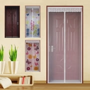 WYZworks - Magnetic Hands-Free Mesh (White Pattern) 39 x 0.5 x 82 inches – Lace Screen Door Curtain – Hands-Free Magnetic Seal from Top to Bottom – White