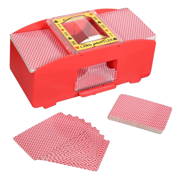 WYZworks Red Casino 2 Deck Automatic Playing Card Shuffler - Battery Operated Electric for Blackjack and Poker Playing Card Games (1-2 Deck, Cards and Battery not Included)