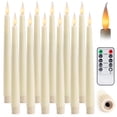 thumbnail image 1 of WYZworks Set of 12, 10" LED Flameless Ivory Real Wax Taper Flickering Candles Lights, Remote Control, On/Off Button, Battery Operated Candlesticks, Holiday Christmas Menorah Home Wedding Décor, 1 of 8