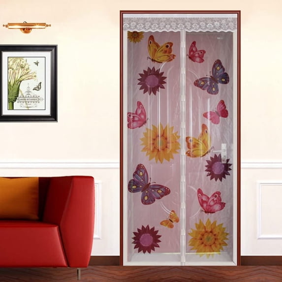 WYZworks (Summer Design) Magnetic Mesh Hands-Free Lace Screen Door (Various Designs Available)