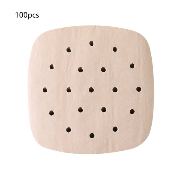 WYanRUI 100 Pack Perforated Square Air Fryer Parchment Paper Liners, Food Grade Oil Proof Non Stick Heat Resistant Disposable Baking Paper for Oven Microwave Kitchen Bakeware