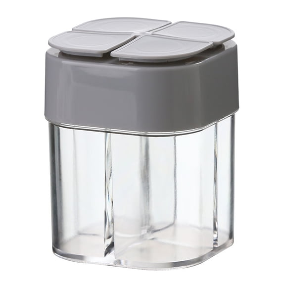 WYanRUI 4 Compartment Divided Spice Shaker with Flip Dispensing Lids, Portable Clear Seasoning Container for Camping BBQ Picnic Outdoor Travel Food Prep,8.5X6.5X6.5CM,Grey