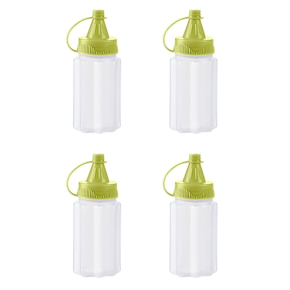 WYanRUI 4 Pack Mini Clear Condiment Squeeze Bottles with Leakproof Flip Cap, Reusable Travel Lunch Picnic Sauce Storage Vessel for Oil Ketchup Vinegar Honey