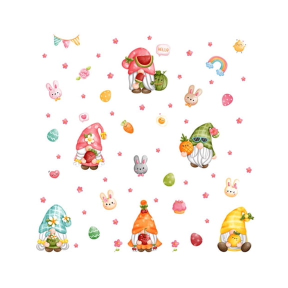 WYanRUI Bunny Footprints Window & Fridge Adhesive Stickers - Removable Easter Wall Decals for Glass, Doors & Tiles, Self-Adhesive Spring Decor for Home & Classroom,Multicolor - One Size