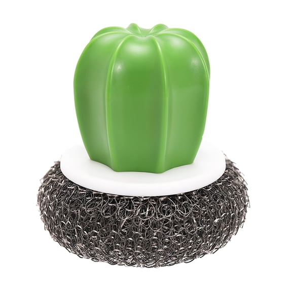 WYanRUI Cactus Shaped Handheld Dish Scrub Brush with Replaceable Cleaning Ball, Non Kitchen Wire Scourer for Pot Pan Stove Grease Removal Cleaning Gadget Supplies