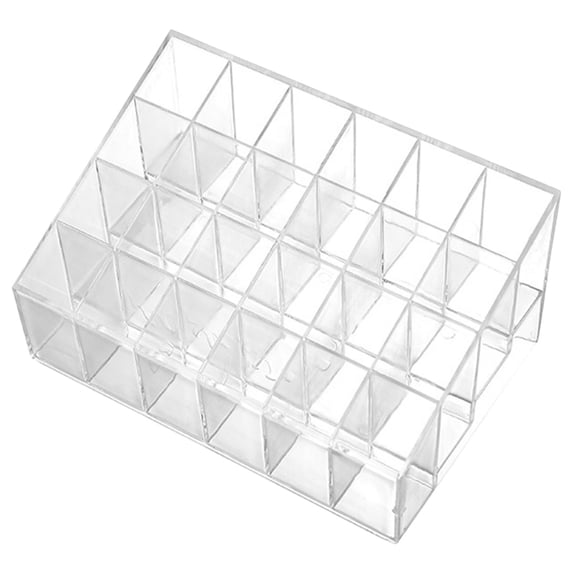 WYanRUI Clear Multi Grid Acrylic Lipstick Organizer, Slotted Desktop Makeup Storage Holder for Lip Gloss Nail Polish Cosmetic Vanity Counter Beauty Accessory Caddy,15*11*8cm,Clear