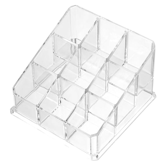 WYanRUI Clear Multi Grid Acrylic Lipstick Organizer, Slotted Desktop Makeup Storage Holder for Lip Gloss Nail Polish Cosmetic Vanity Counter Beauty Accessory Caddy,15*11*8cm,Clear