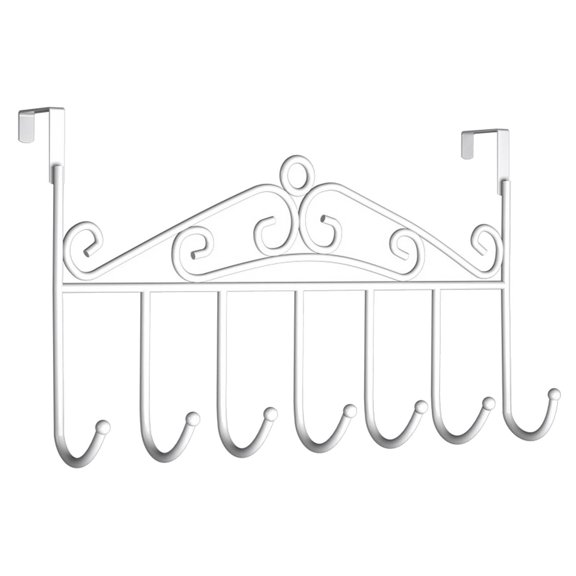 WYanRUI No Drill Over The Door Metal Hanging Hook Rack, Multi Hook Door Hanger for Coat Towel Robe Bag Hat, Bedroom Bathroom Entryway Household Organization Storage Accessory