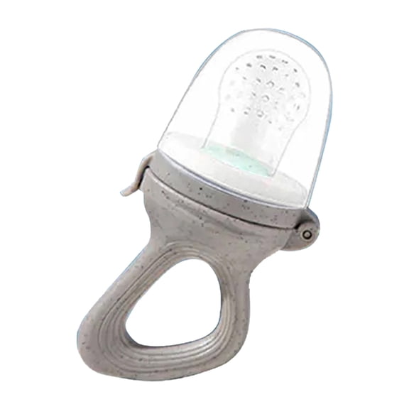 WYanRUI Food Grade Silicone Baby Fruit Feeder Pacifier with Anti Slip Handle, Infant Teething Feeding Sack for Fresh Fruit Vegetable Self Feeding Accessory,12X5.5cm,Grey