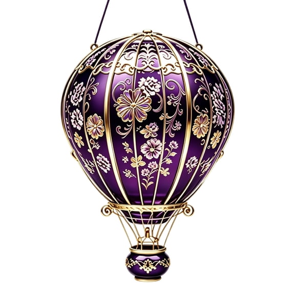 WYanRUI Glass & Metal Solar Hot Air Balloon Hanging Lantern, Flickering Flame Outdoor Pendant Light for Patio Porch Backyard Garden Holiday Landscape Decor