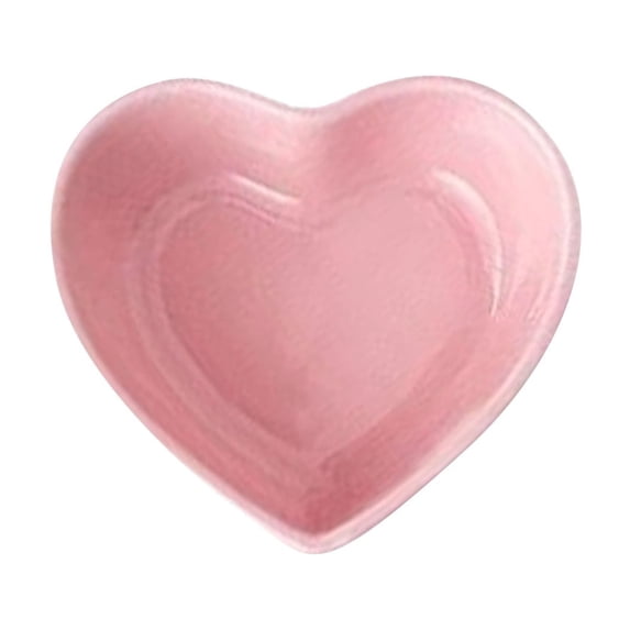 WYanRUI Solid Color Heart Shaped Ceramic Serving Bowl, Small Porcelain Snack Dish for Fruit Yogurt Dessert Condiment Valentine Dinner Table Kitchen Tableware,Pink