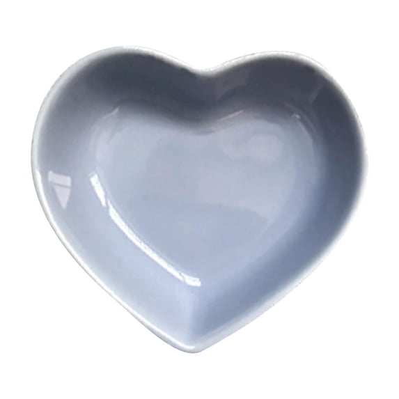 WYanRUI Solid Color Heart Shaped Ceramic Serving Bowl, Small Porcelain Snack Dish for Fruit Yogurt Dessert Condiment Valentine Dinner Table Kitchen Tableware,Grey