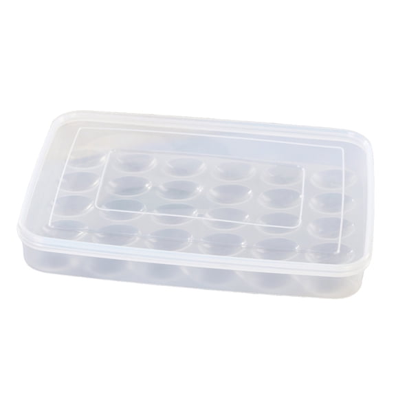 WYanRUI Stackable Clear Plastic Egg Storage Container with Transparent Lid, Refrigerator Egg Tray Holder Groove Design Fridge Food Organizer for Eggs Small Snack Sundries,34.6x26x5.5cm,Clear