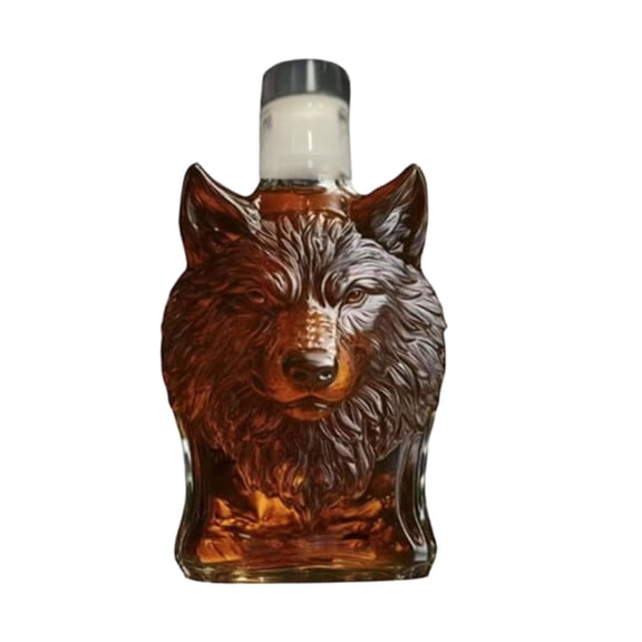 WYanRUI Wolf Shaped Glass Decanter Bottle, Novelty Liquor Storage Vessel for Whiskey Brandy Bourbon Home Bar Decor Gift for Whiskey Enthusiasts Men,18x10x8cm,White