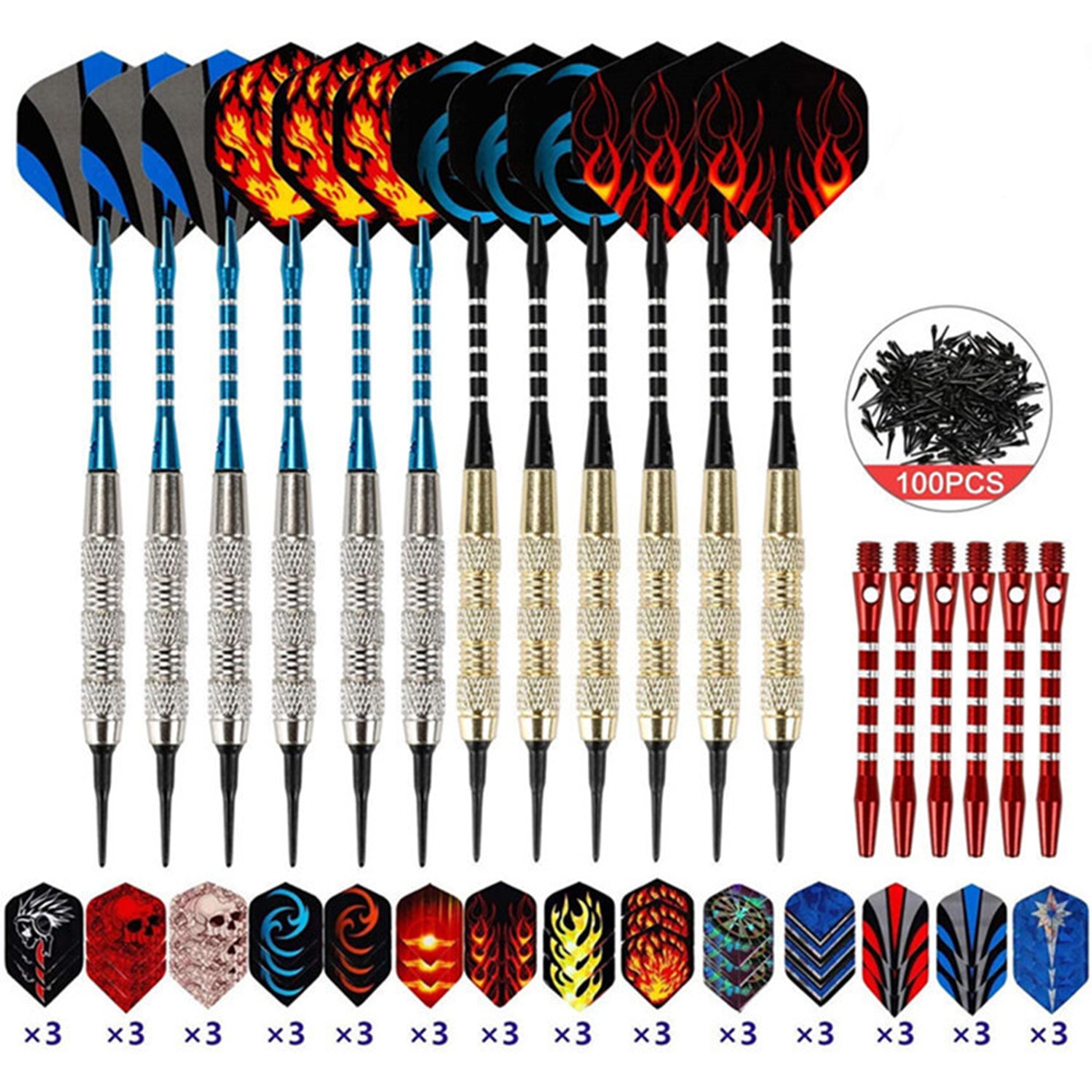 WZCPCV 12 Steel Soft Tip Darts with 42 Pcs Flights, Professional Metal