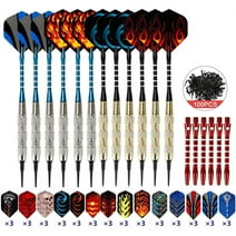 WZCPCV 12 Steel  Soft Tip Darts with 42 Pcs Flights, Professional Metal Darts, Darts Metal Tip Set, Metal Darts for Dartboard, Soft Tip Darts with Multiple Pattern