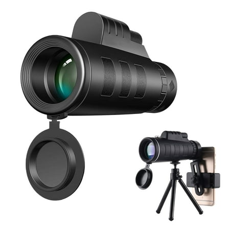 WZCPCV 40X60 Monocular Telescope,High Powered HD Monocular Telescope with Phone Holder & Tripod,Outdoor Day Night Vision Goggles,Black