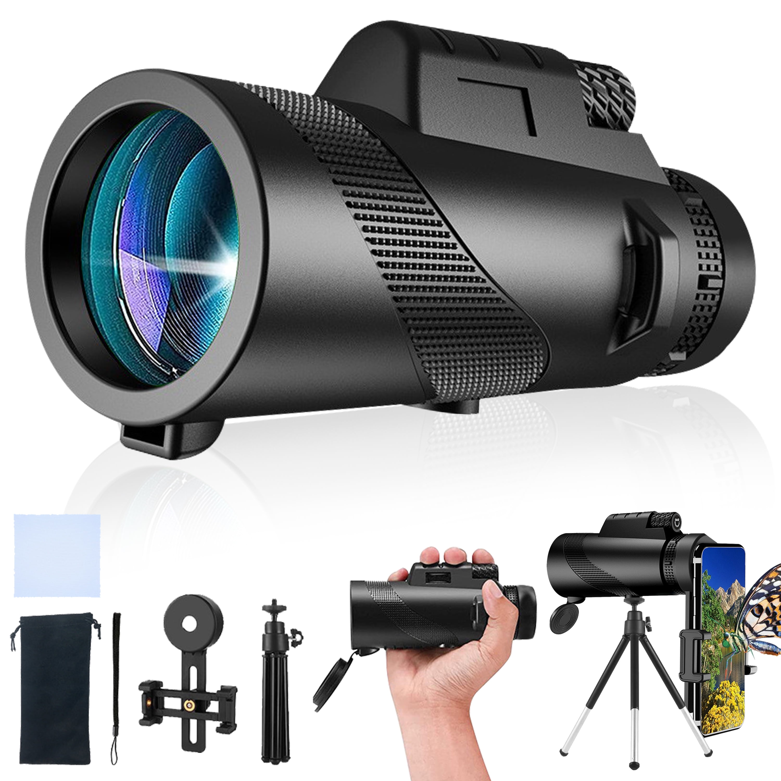 WZCPCV 80x100 Monocular Telescope,High Powered Zoom Monocular Telescope with Phone Holder