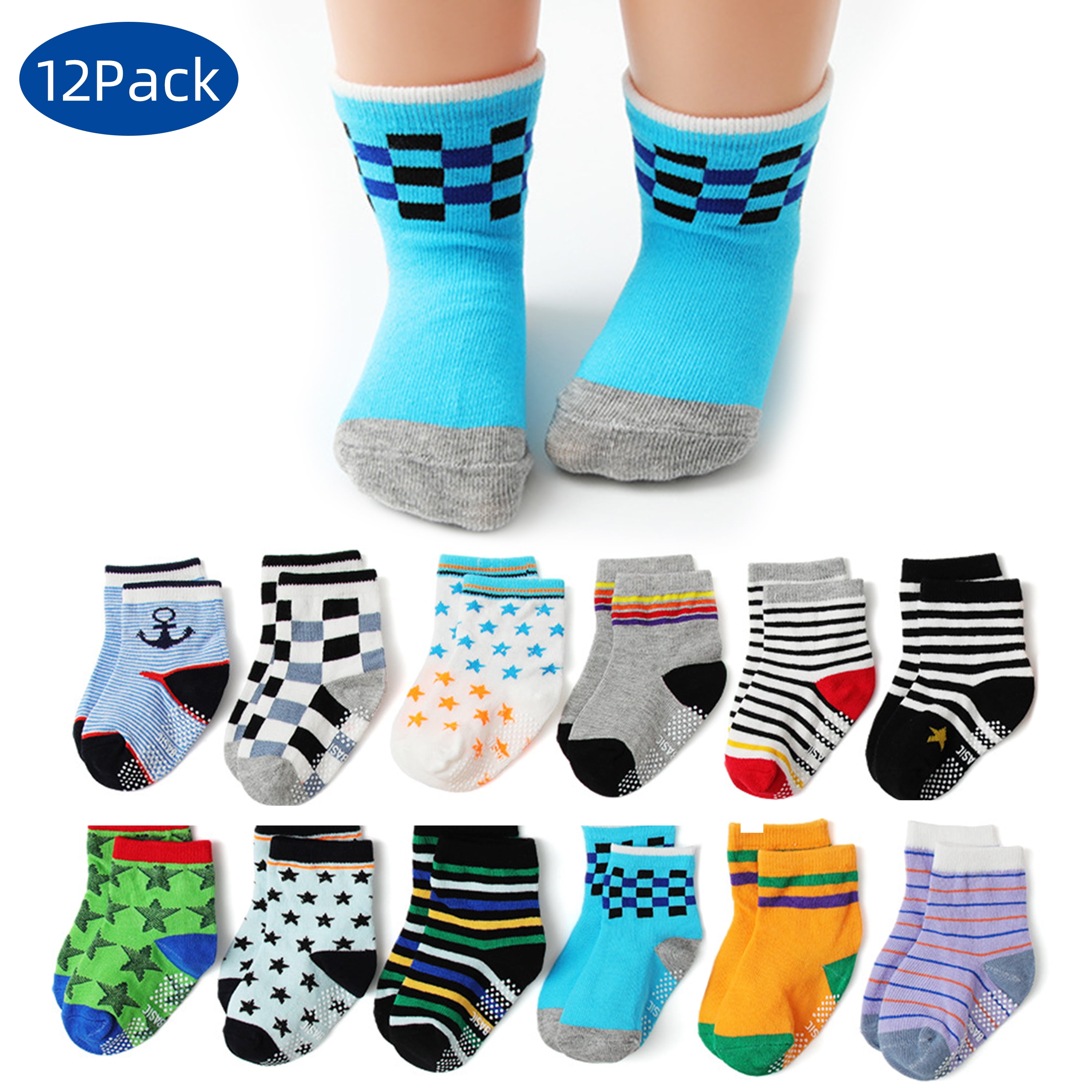 WZCPCV Baby Socks,Toddler Socks, Baby Boy Socks with AntiSlip Bottom