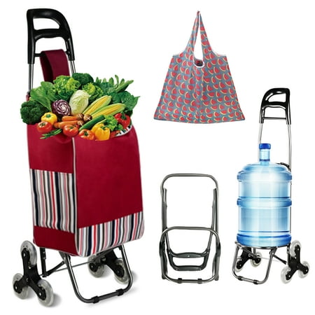 Wzcpcv Foldable Shopping Cart with Detachable Oxford Bag, Red