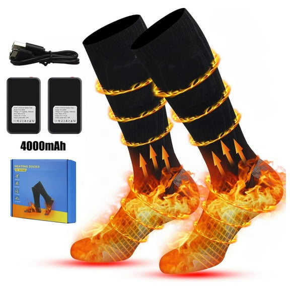 WZCPCV Heated Socks for Men Women 4000mAh, Foot Warmer Electric Heated Socks, Unisex Warm Winter Heat Socks for Outdoor Riding Camping Hiking Skiing