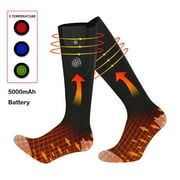 WZCPCV Heated Socks for Men Women, 5000mAh Rechargeable Heated Socks, Temperature Control  Foot Warmer for Skiing Camping Running Cycling,Gray