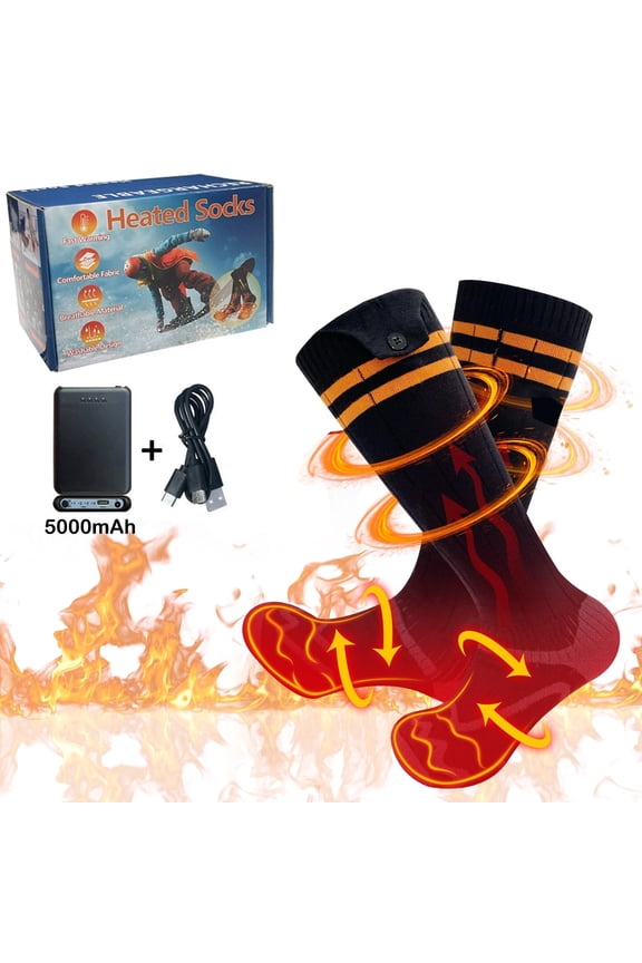 Rechargeable Electric Heated Socks for Men Women with Temperature Control,Foot Warmer Rechargeable Heat Socks 5000mAh,Cotton Casual Sports Socks for Outdoors,Electric Heat Socks for Winter
