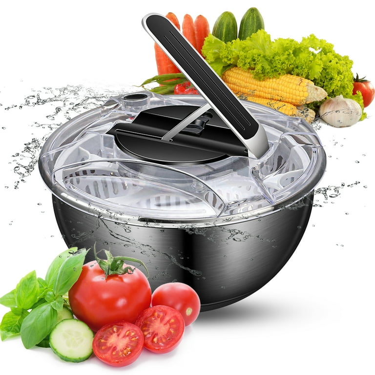 4.2 Quarts Salad Spinner Large Dryer Lettuce Spinner ABS,BPA Free Clips  Easy to Clean Wash Dry Vegetable Fruit Veggie Pasta Fries Bowl Drain  Colander
