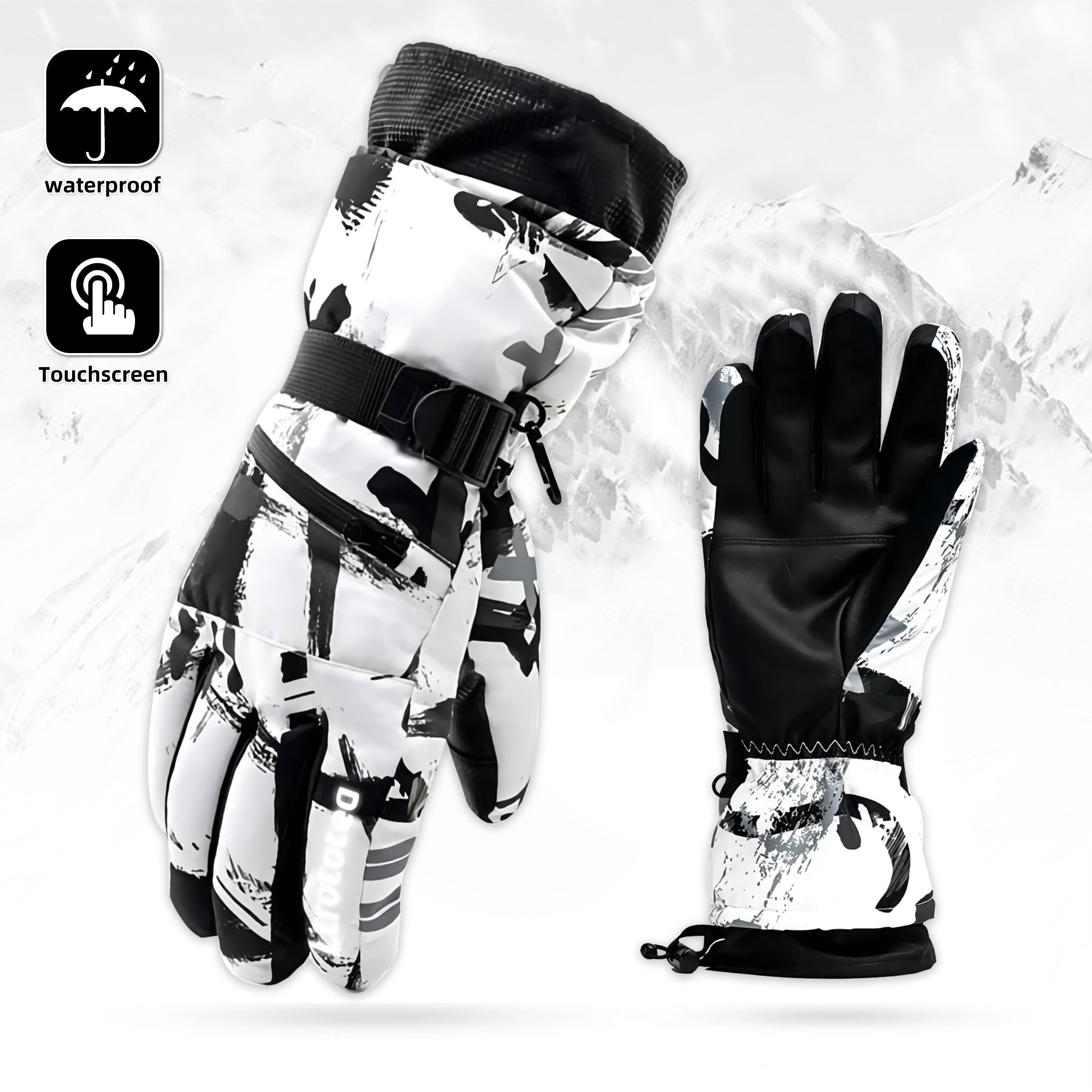 WZCPCV Waterproof Ski Gloves for Men Women, Touchscreen Thermal Gloves, Cold Weather Snowboard