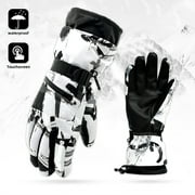 WZCPCV Ski Gloves Waterproof Ski Gloves for men Women,Touchscreen Gloves,Thermal Gloves White Warm Winter Gloves,Professional Ski Gear,White XL